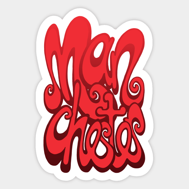 Manchester lettering - cherry tomato red Sticker by BigNoseArt